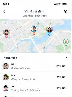 Giao diện vị trí gia đình HomeLink